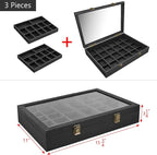 MOOCA Tempered Glass Jewelry Box Organizer, Two-Layer Jewelry Display Case - Image 2