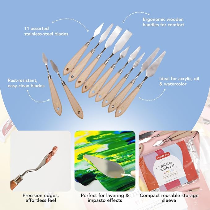 Incraftables 11 Piece Palette Knife Set – Stainless Steel Painting Knives - Image 3