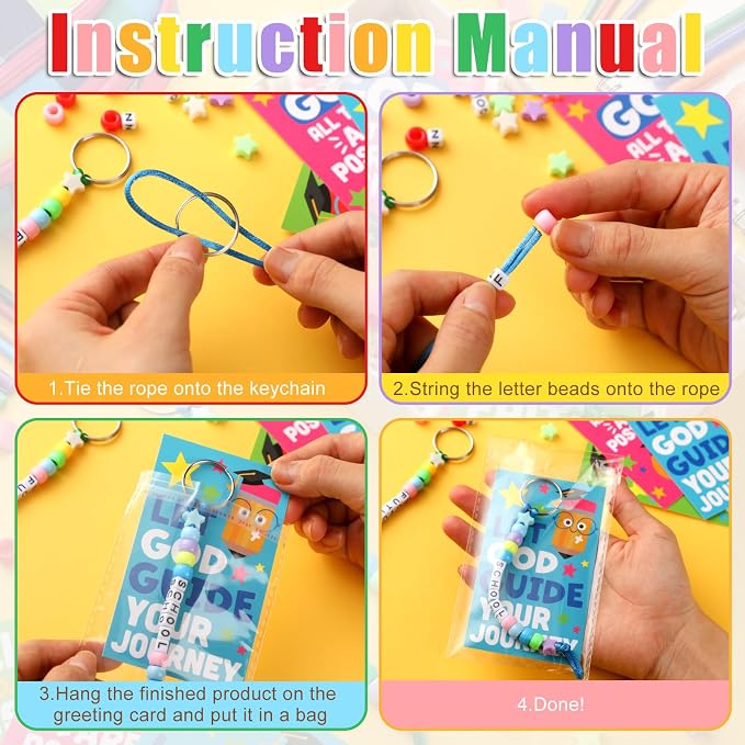 Suncalla 984 Pcs 24 Set Religious Keychain Craft Kit DIY Christian Congrats - Image 2