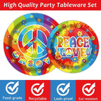 200pcs 60's Hippie Party Plates Napkins Groovy Paper Tableware Set Tie Dye Cake - Image 3
