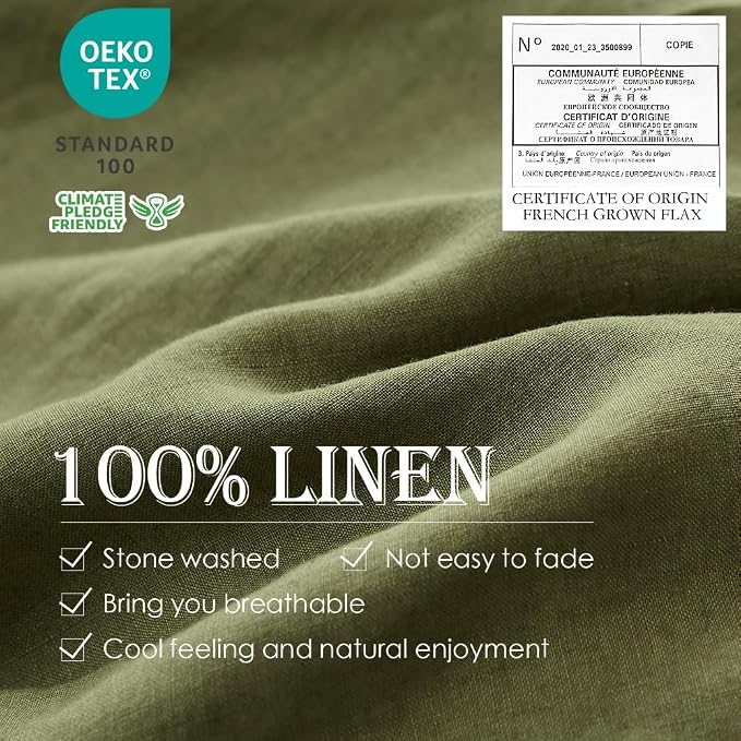 Simple&Opulence 100% Washed Linen Duvet Cover Set 5pcs Basic Style Natural - Image 2