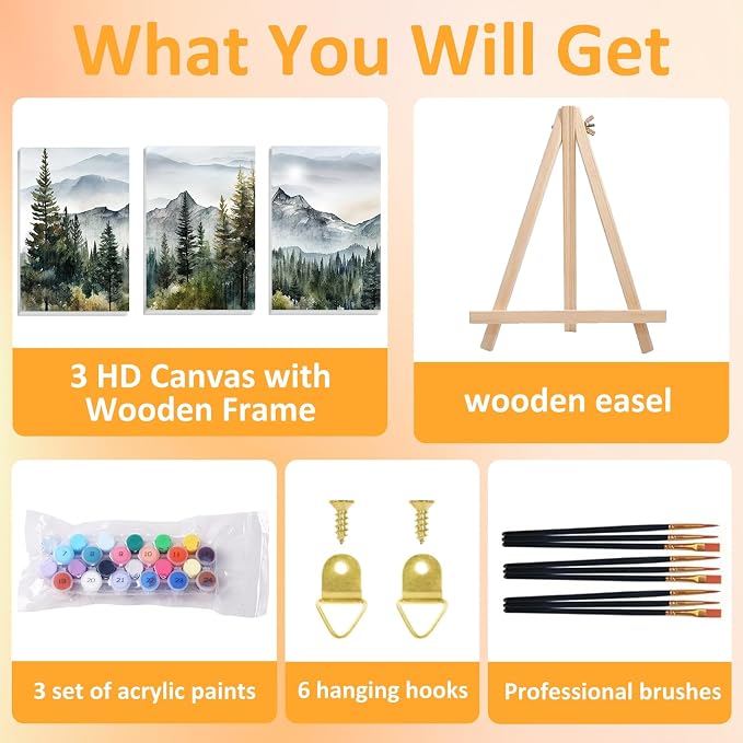 Mandun 3 Pack Paint by Numbers for Adult, Landscape Paint by Numbers Kit for - Image 4
