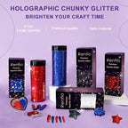 Renfio Holographic Glitter, 9.7oz/275g Laser Black Chunky Glitter - Image 4