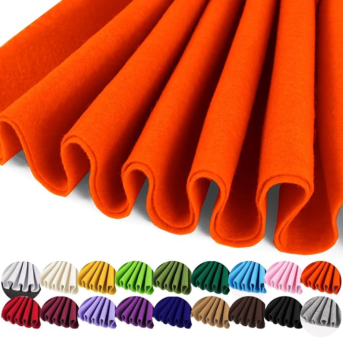 IONTACH 36" X 36" Orange Soft Felt Fabric 1.6mm Thick | Felt Sheets by IONTACH