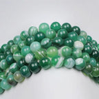 MJDCB Natural Stone Beads Green Striped Agate Round Loose Beads - Image 6