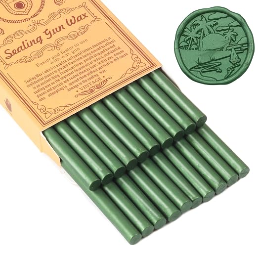 Pine Green Sealing Wax Sticks, WASOHLING 20Pcs Glue Gun Wax Seal Sticks by WASOHLING
