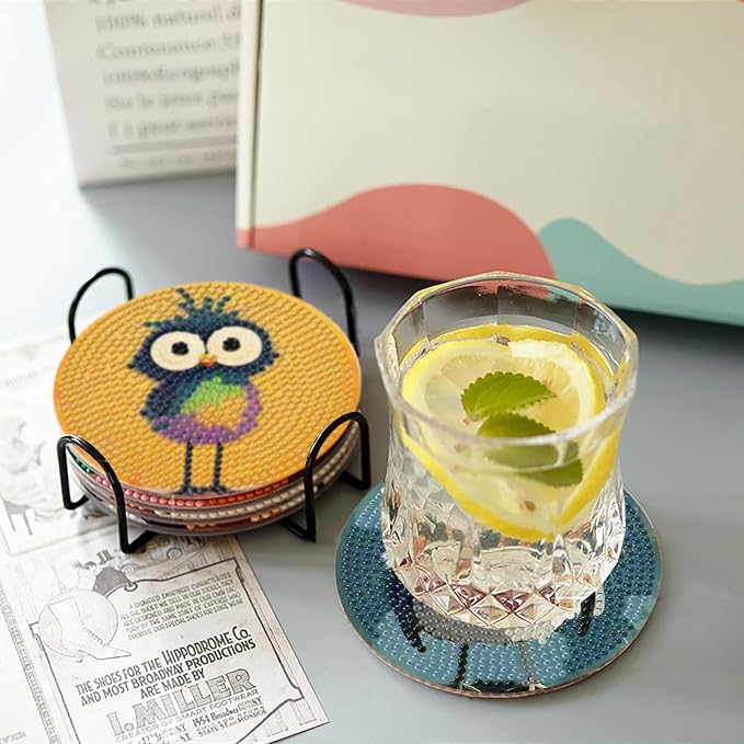 8 Pcs Retro Birds Diamond Art Coasters Kits - Image 5