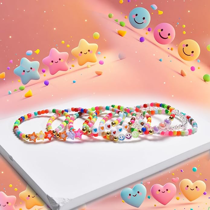 Friendship Bracelets for Girls, 10-Piece Cute Preppy Beaded Bracelet Set for - Image 6