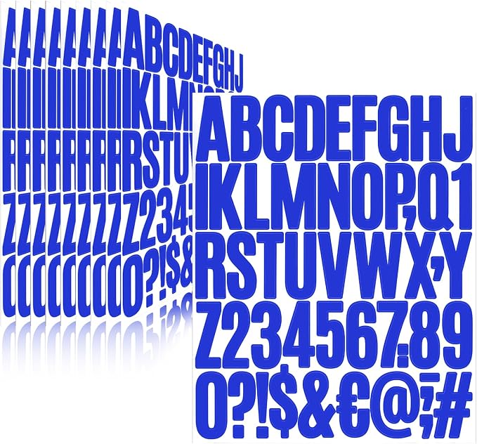 Letter Stickers, Mailbox Numbers, 2 Inch Waterproof Vinyl Alphabet | 2 Inch Blue by Llewyn