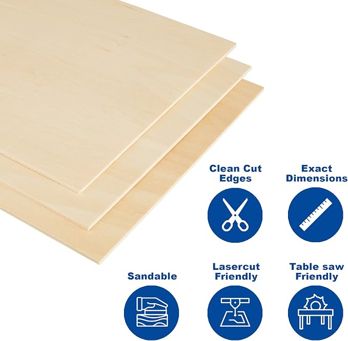 CRAFTIFF Plywood Board Basswood Sheets 1/16 inch, Thin Natural Unfinished Wood - Image 3