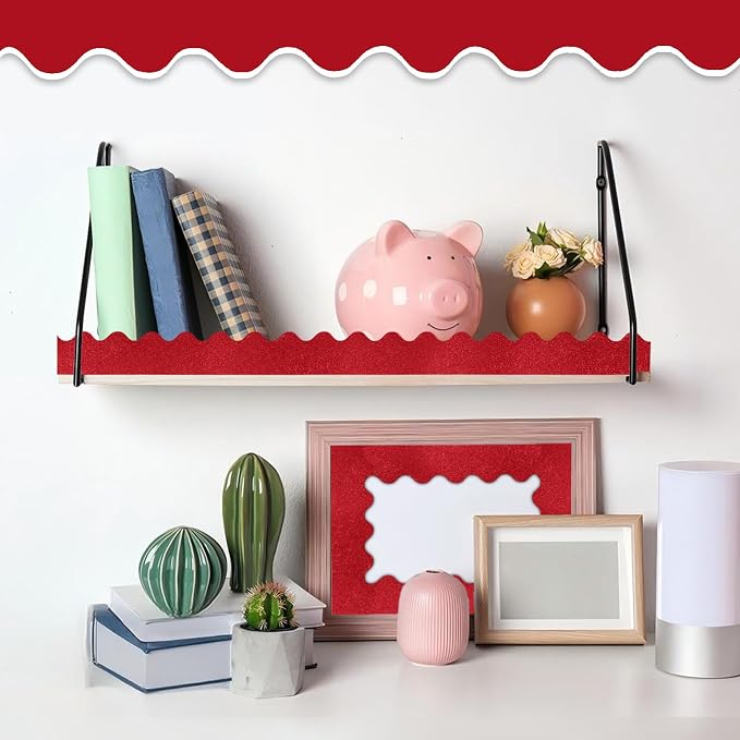 70Ft Shine Red Bulletin Board Border，Scalloped Poster Boards Decorations Trim - Image 6