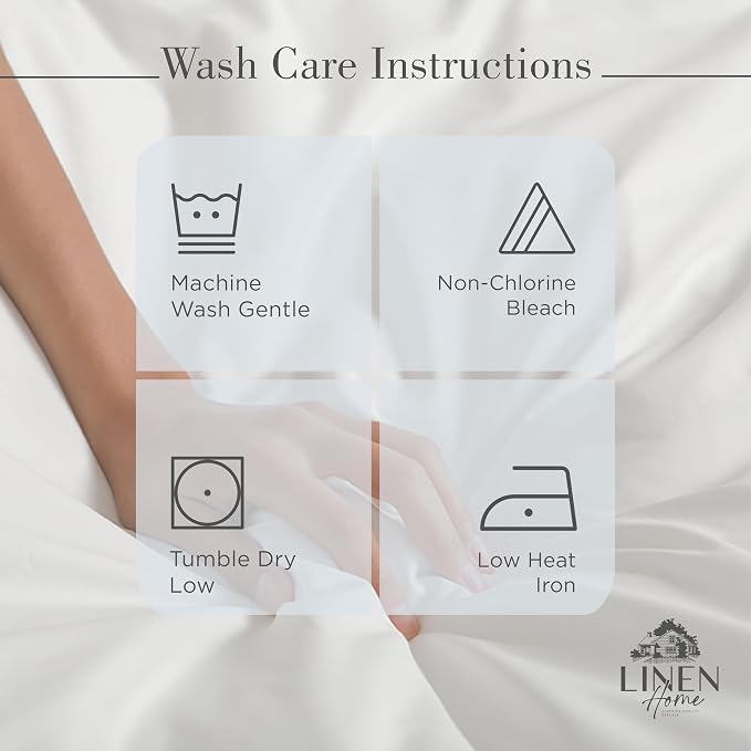 Linen Home 100% Cotton Percale Sheets Full Size, Deep Pocket, 4 Pieces Set - Image 5