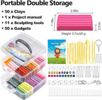 CiaraQ 50-Color Polymer Clay Oven Bake Modeling Kit | 14 sculpting tools - Image 2