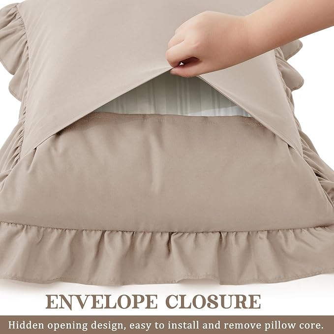 KKJIAF Ruffle Pillow Cases Standard Size Set of 2, Ruffled Pillow Covers - Image 5