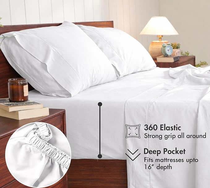 RUVANTI 100% Cotton Sheets – King Size Percale Bedding, Cooling & Breathable - Image 6