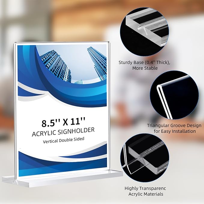 24 Pack Acrylic Sign Holder 8.5 x 11, Double-Sided Clear Sign Holder Plastic - Image 5
