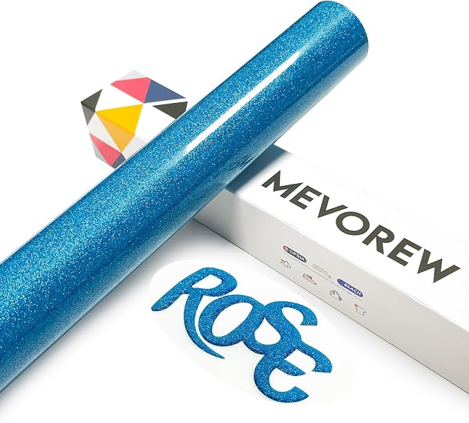 Puff Vinyl Heat Transfer, Sky Blue Puff HTV Glitter Iron on Vinyl 12" x5ft | 3D by MEVOREW