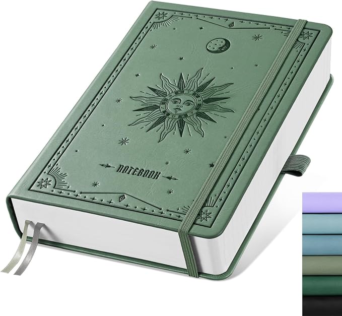 EMSHOI Lined Journal Notebook, 320 Numbered Pages, A5 Size | Leather Hardcover by EMSHOI