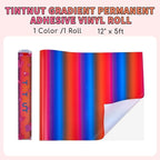 Tintnut Gradient Permanent Vinyl Roll 12in x 5ft Blue Red Adhesive Vinyl | - Image 2
