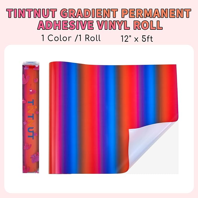Tintnut Gradient Permanent Vinyl Roll 12in x 5ft Blue Red Adhesive Vinyl | - Image 2