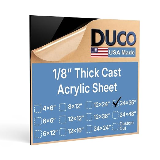 Duco Black Cast Acrylic Sheets 1/8" Thick 24" x 36" by DucoPlasticsSupply