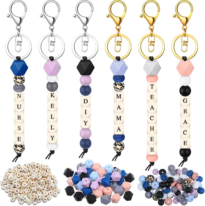 Landical 342 Pcs DIY Bead Keychain Kit Colorful Silicone Bead Personalized by Landical