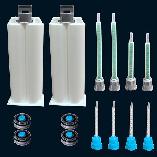 2 epoxy Resin Gun Barrels, 8 nozzles of 3 Different Specifications, by Unknown