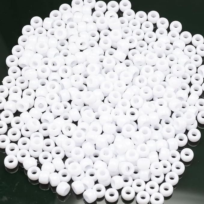 Gxueshan 1000 Pcs Acrylic White Pony Beads 6x9mm Bulk - Image 4