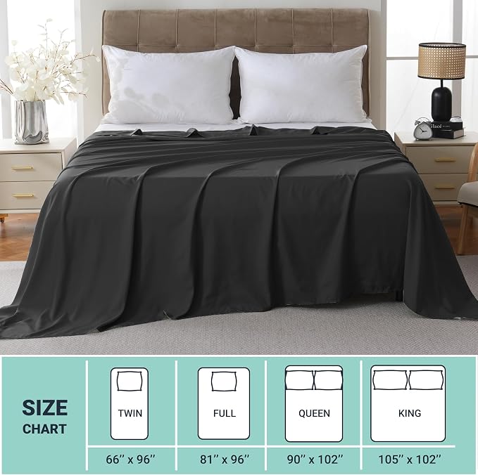 ZPECC Twin Flat Sheet Only 1 Pack, Durable Black Top Bed Sheets Hypoallergenic - Image 5