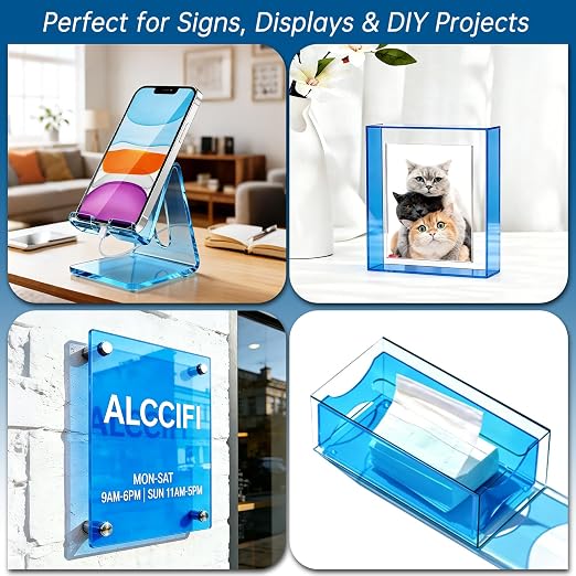 Blue Acrylic Sheet 12" x 16" x 1/8", ALCCIFI Cast Plexiglass Sheets - Image 6