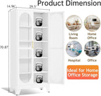 Display Cabinet with Glass Door, Metal Curio Cabinet Multi-Purpose Display Case - Image 3