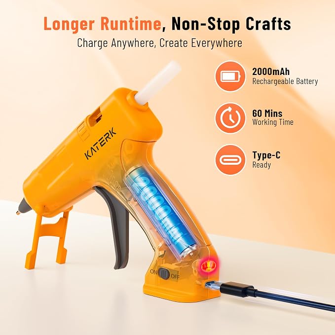 Katerk 3.7V Cordless Hot Glue Gun Kit - Image 4