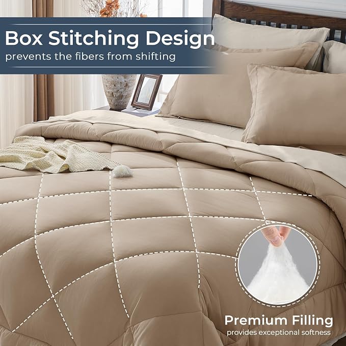 HEVUMYI Khaki & Linen Twin Comforter Set - Image 4