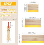 Barydat 6 Pcs Rubber Screen Printing Squeegee Wooden Ink Scraper 75 Durometer - Image 2
