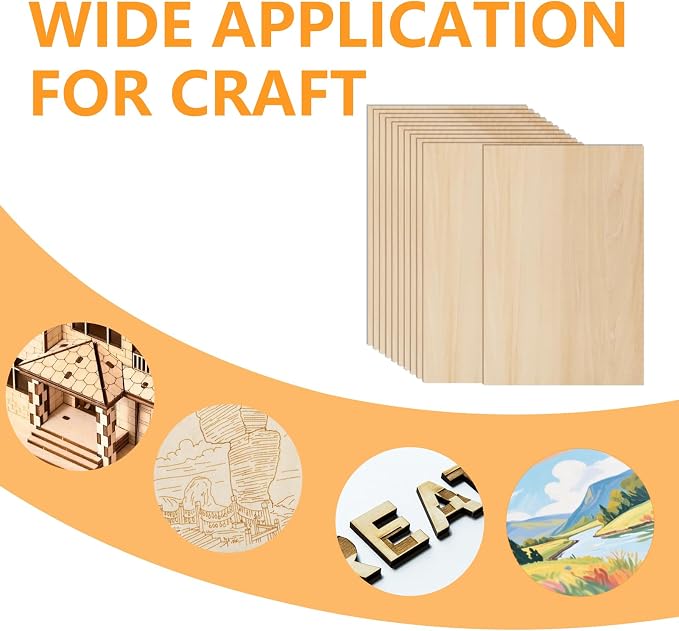 12 Pack Basswood Sheets for Crafts 12 x 18 x 1/8 in, 3mm Thick Unfinished - Image 4