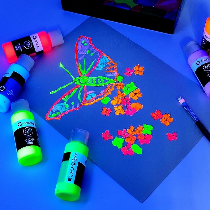 Artecho Neon Acrylic Paint, 6 Colors, 59 ml / 2 oz | - Image 7