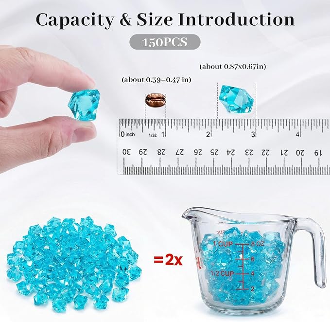DomeStar 150PCS Light Blue Fake Ice Rocks Vase Fillers, Aquarium Gravels Small - Image 2