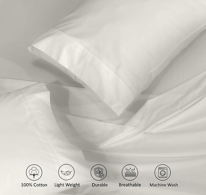 RUVANTI 100% Cotton Sheets – Twin XL Size Percale Bedding, Cooling & Breathable - Image 4
