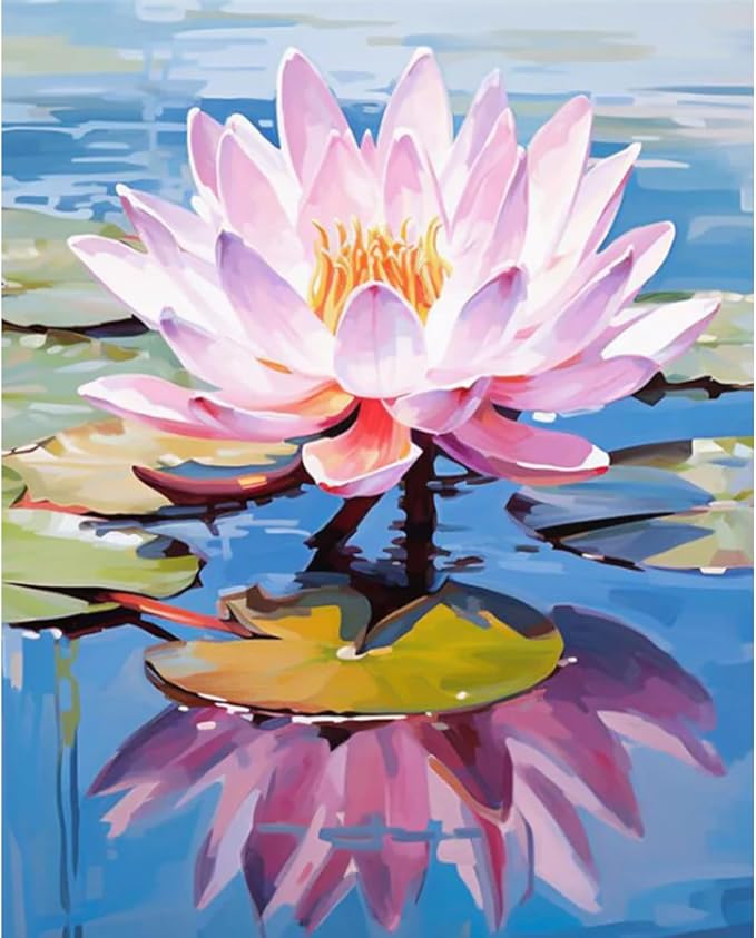 Paint by Numbers Kit for Adults, Lotus DIY Acrylic Painting Kit, 16x20 Inch | by CytheronDIYKit