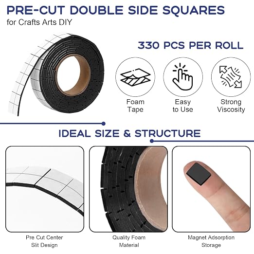 330 PCS Double Sided Foam Tape Pre Cut 1/2 X 2/5 Inch Small Adhesive Foam - Image 3