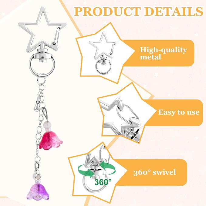 20PCS Star Swivel Keychain Clasps, DIY Accessories, Keyrings - Image 3
