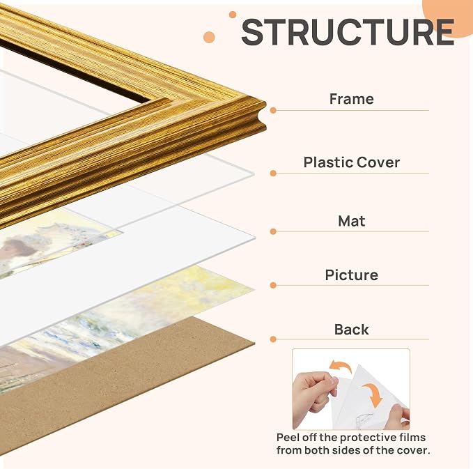 upsimples 8.5 by 11 Picture Frame, Vintage Frames Decor, Wall or Tabletop - Image 3