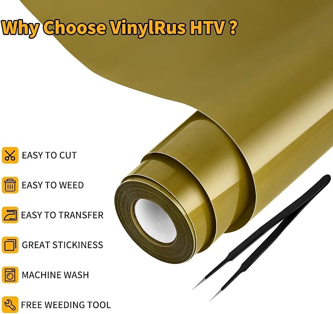 VinylRus Heat Transfer Vinyl-12” x 25FT Iron on Vinyl Roll - Image 3