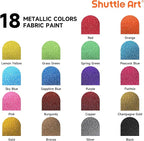 Metallic Fabric Paint, Shuttle Art 18 Metallic Colors Permanent Soft Fabric - Image 2
