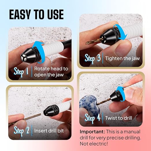 Micro Drill Bits Set with Pin Vise Hand Drill Manual, Jewelry Drill Kit - Image 4
