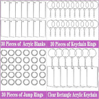 90 Pieces Clear Acrylic Keychain Blanks Rectangle | 2 Inch Plastic Clear - Image 3