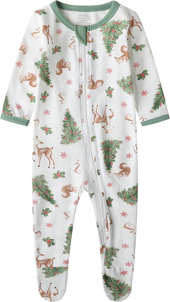 O2 BABY Baby Boys Girls Organic Cotton Zip-Front Sleeper Pajamas, Footed Sleep 'n Play
