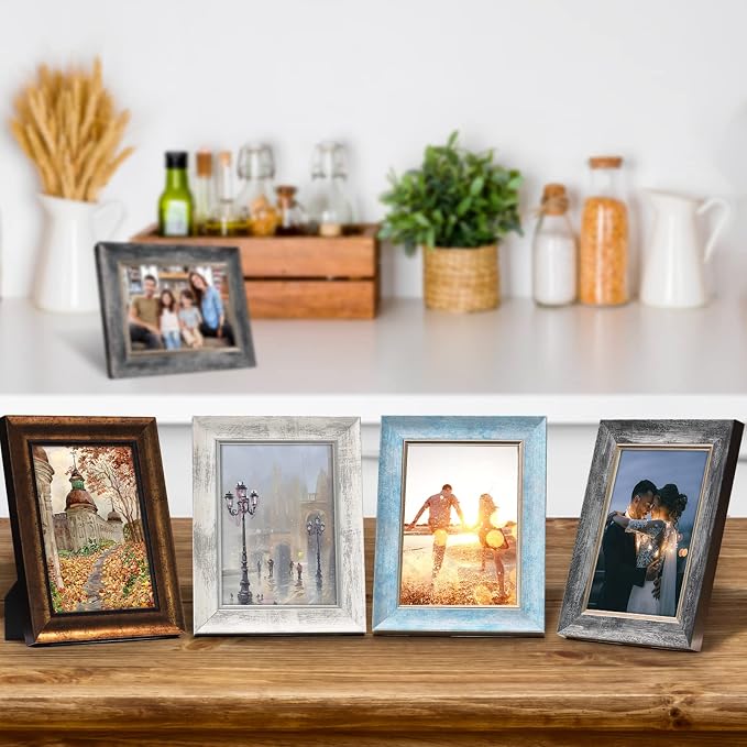 XUANLUO 5x7 Picture Frames Set of 4 Rustic Retro Photo Frame - Image 7