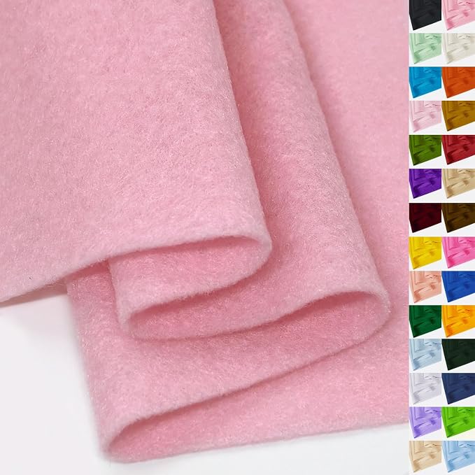 Light Pink Felt Fabric 36" X 36", 1.6mm Thick Soft and Durable Flexible Craft by FANOMMI