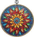 Colorful Geometric Mandala Framed Round Wall Decor Canvas Wall Art Hanging by Unknown